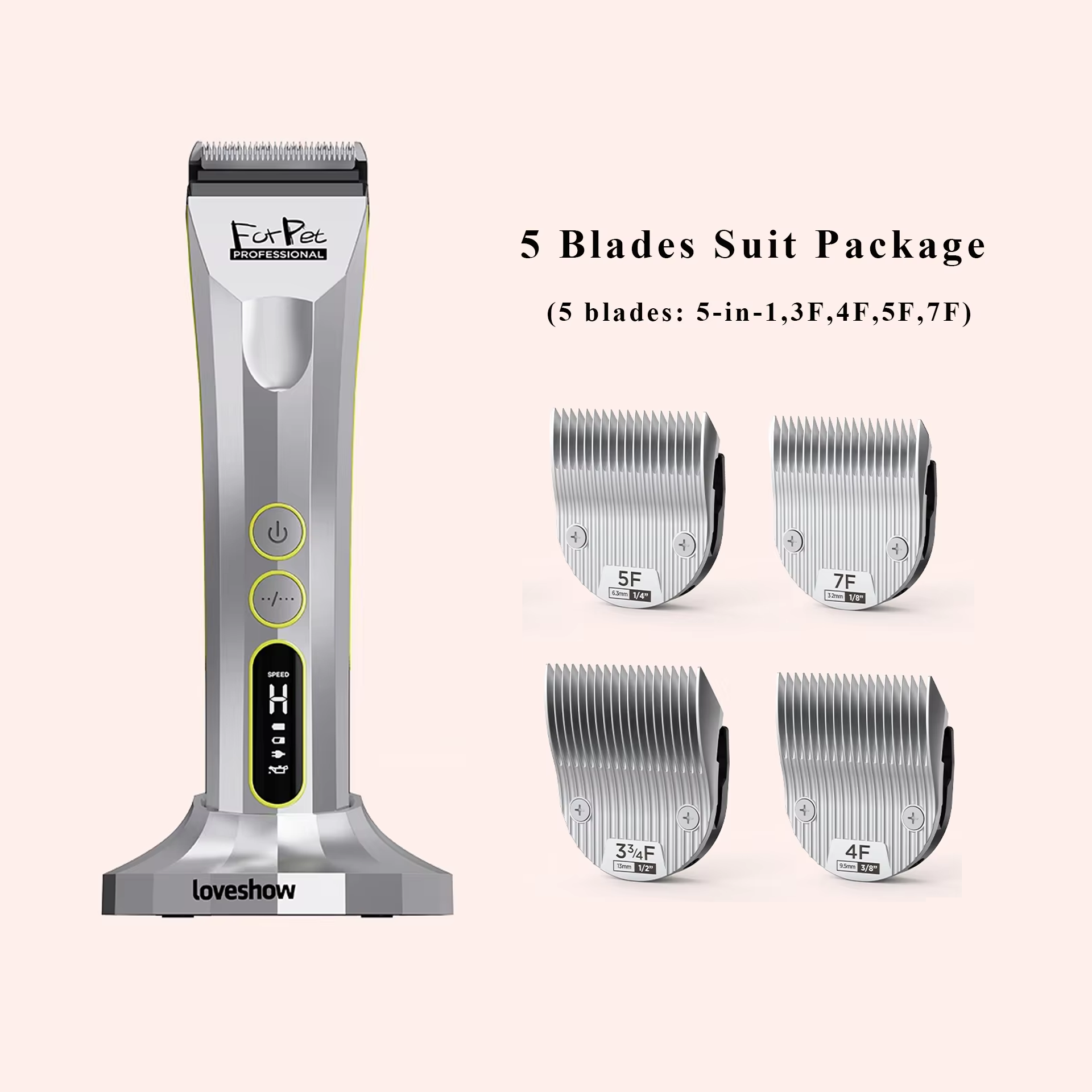 Madeshow Loveshow L5+ Pet Electric Push, Clipper, Hair-leaving Knife Head, Electric Push, Cat and Dog Fader, Razor Universal.