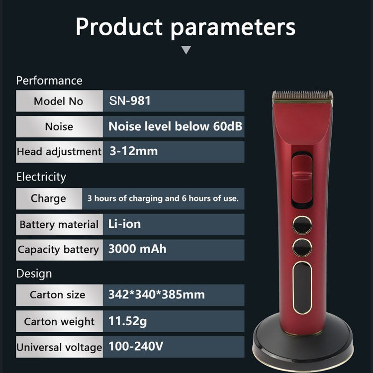 Madeshow 981 Hair Cut Machine Beard Trimmer Cordless Barber Clippers Professional Cordless Hair Trimmer for Men