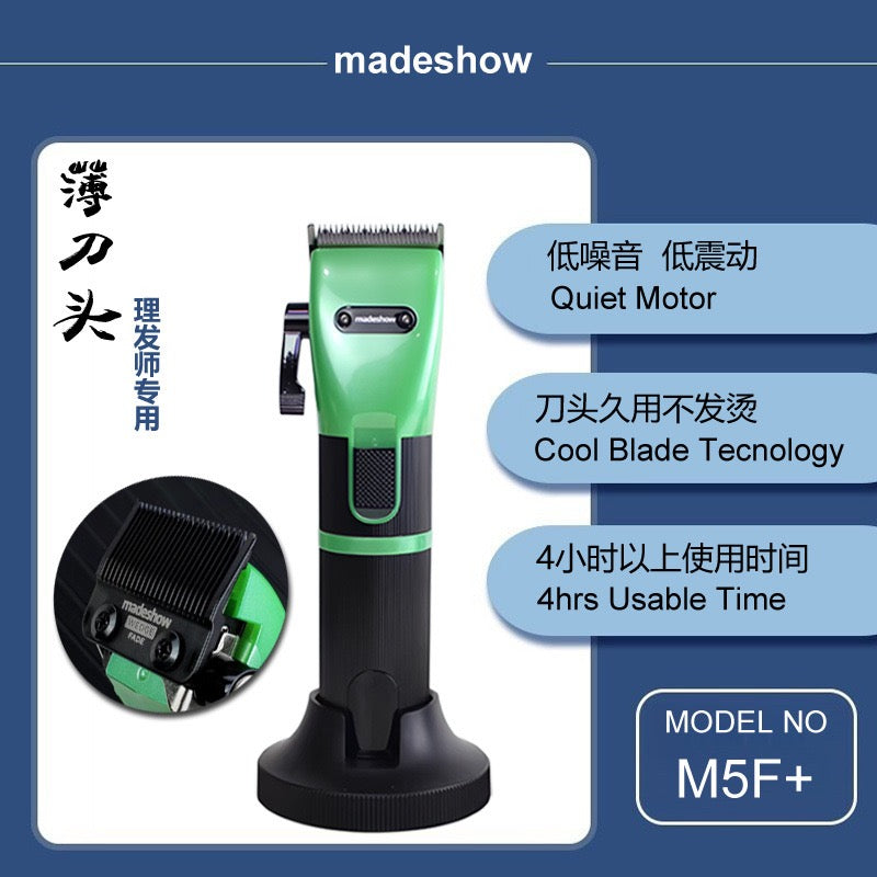 Madeshow M5F+ M6 M7  Green Hair Clipper Hair Trimmer Shaver Set for Men Professional Barber Hair Cutting Machine 7000rpm 2 Gears Finishing Haircut