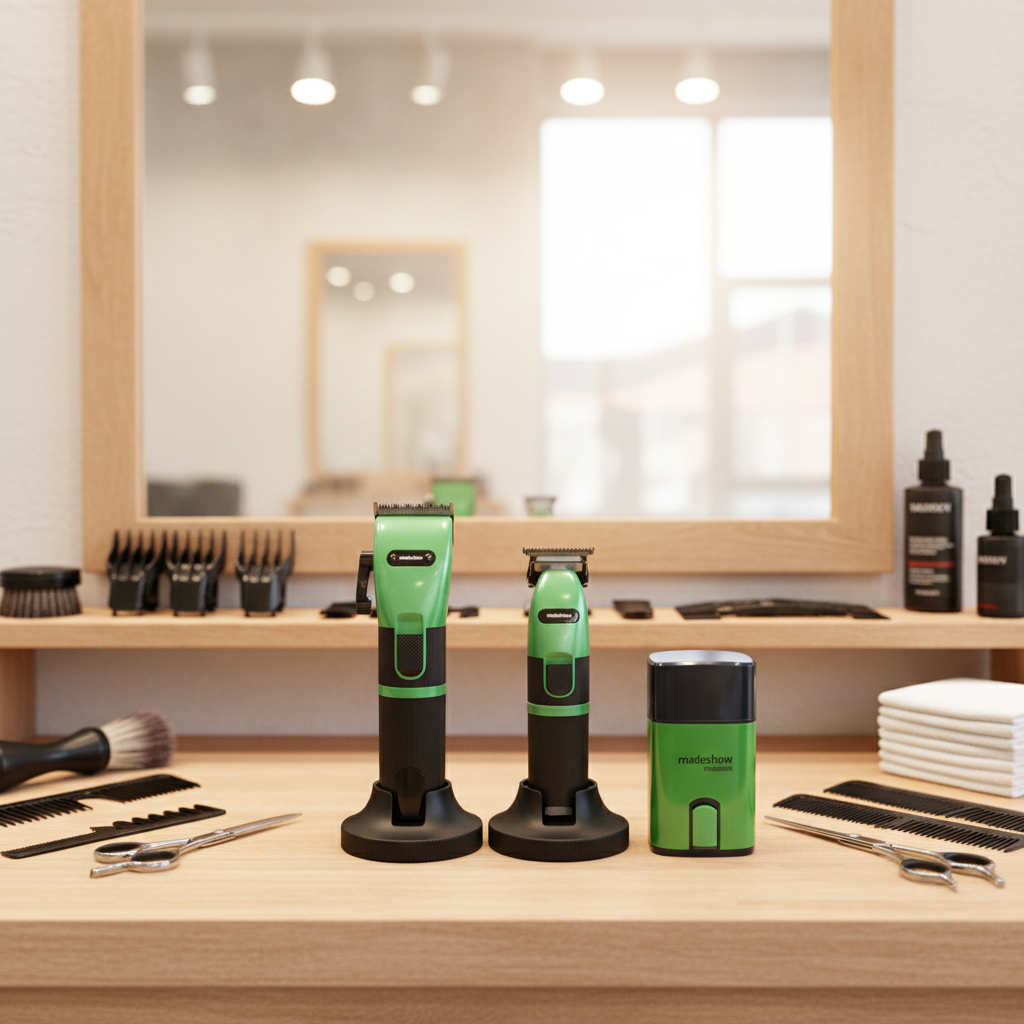 Madeshow M5F+ M6 M7  Green Hair Clipper Hair Trimmer Shaver Set for Men Professional Barber Hair Cutting Machine 7000rpm 2 Gears Finishing Haircut