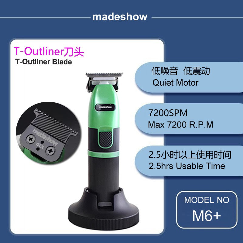 Madeshow M5F+ M6 M7  Green Hair Clipper Hair Trimmer Shaver Set for Men Professional Barber Hair Cutting Machine 7000rpm 2 Gears Finishing Haircut