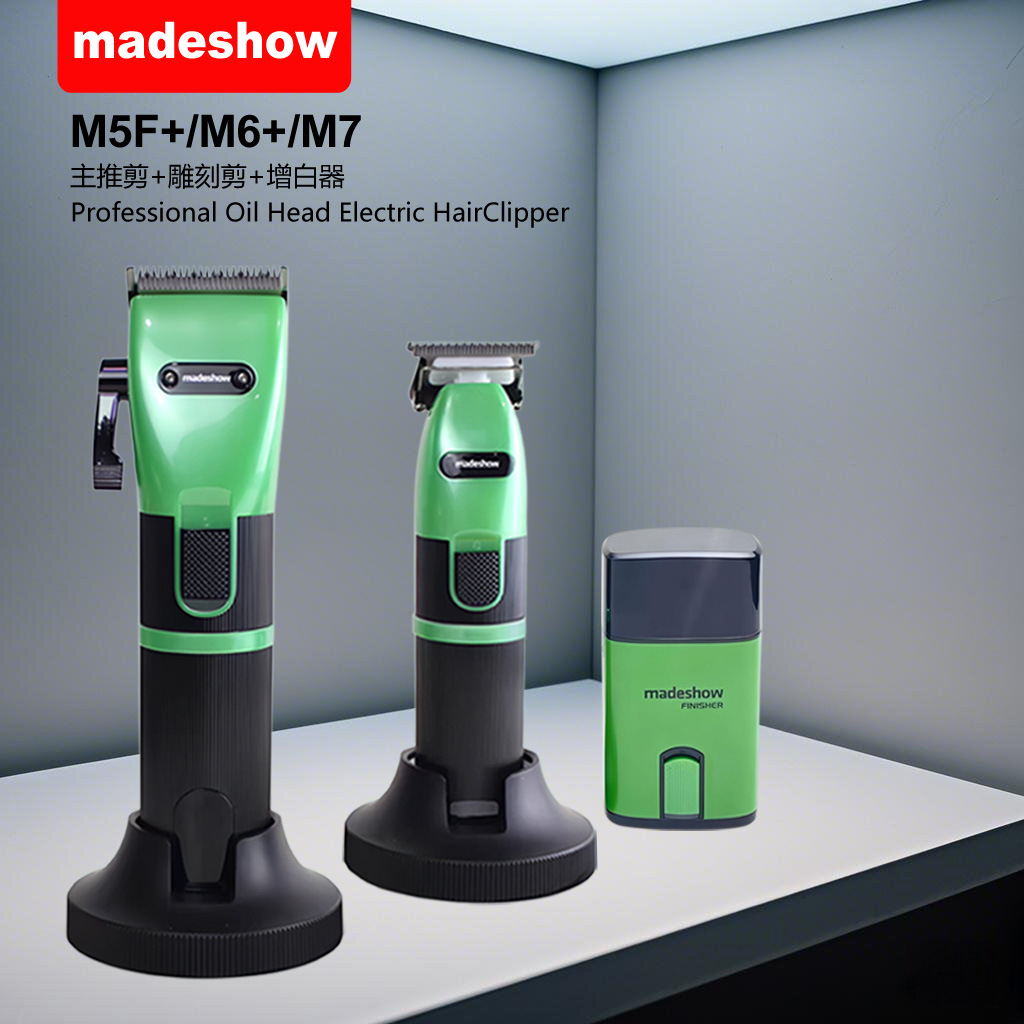 Madeshow M5F+ M6 M7  Green Hair Clipper Hair Trimmer Shaver Set for Men Professional Barber Hair Cutting Machine 7000rpm 2 Gears Finishing Haircut