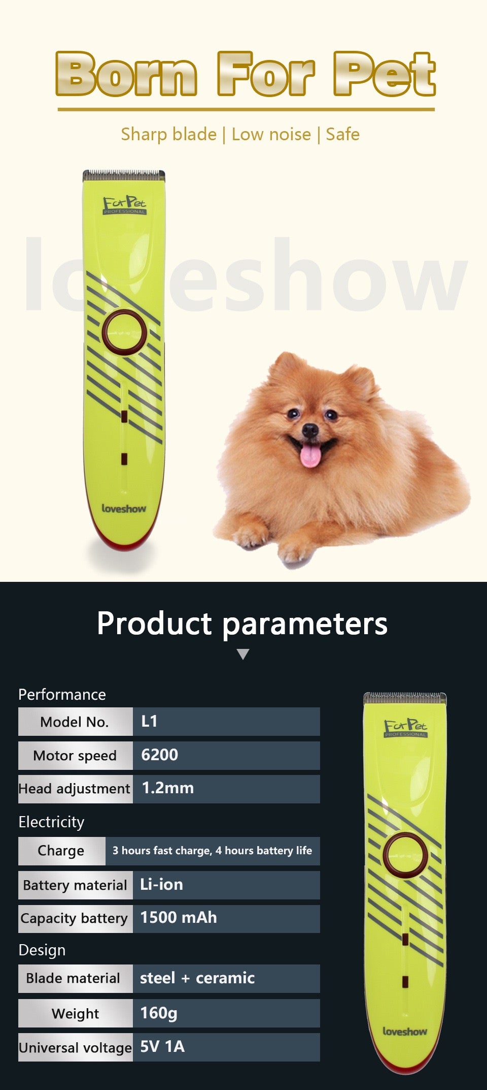 Loveshow L1 Professional Pet Hairs Trimmer