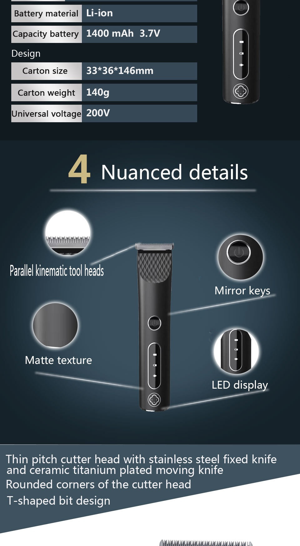 madeshow 381 Professional Barbers Hair Clipper Trimmer