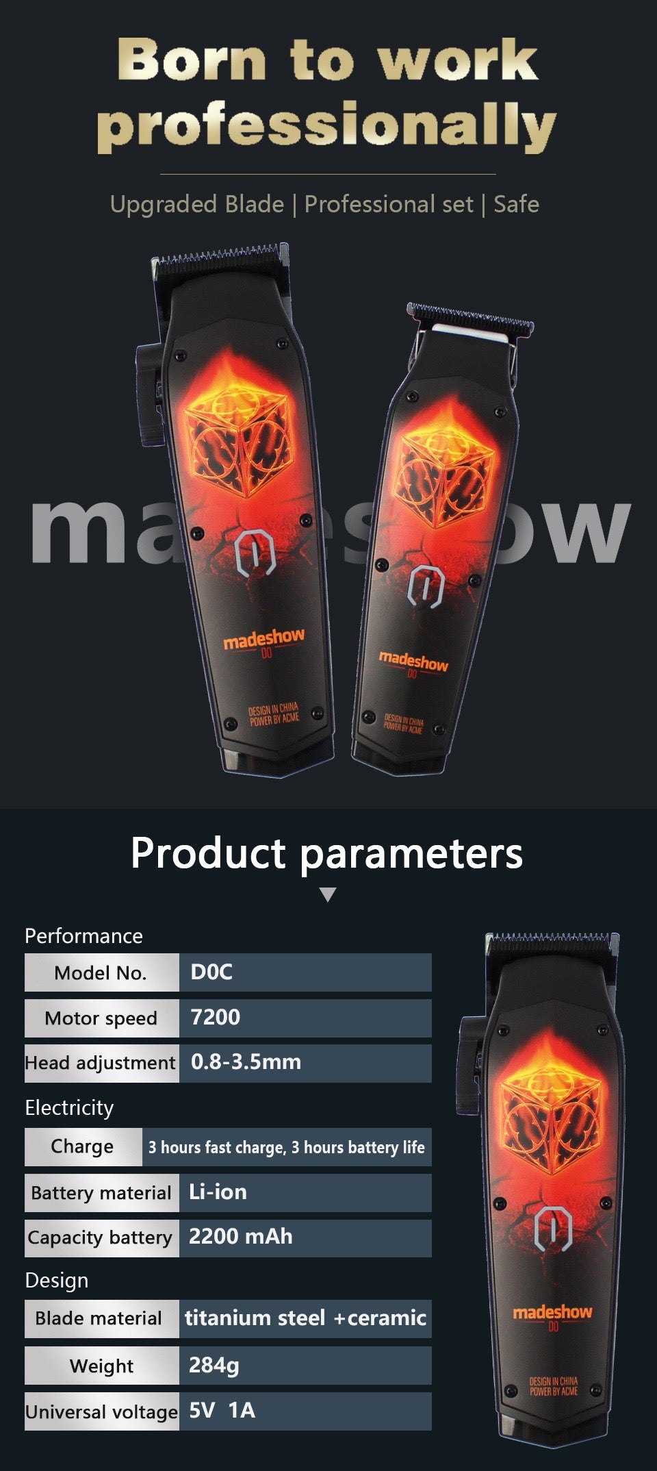 madeshow D0 set Professional Barbers Hair Trimmer Hair Clipper Set
