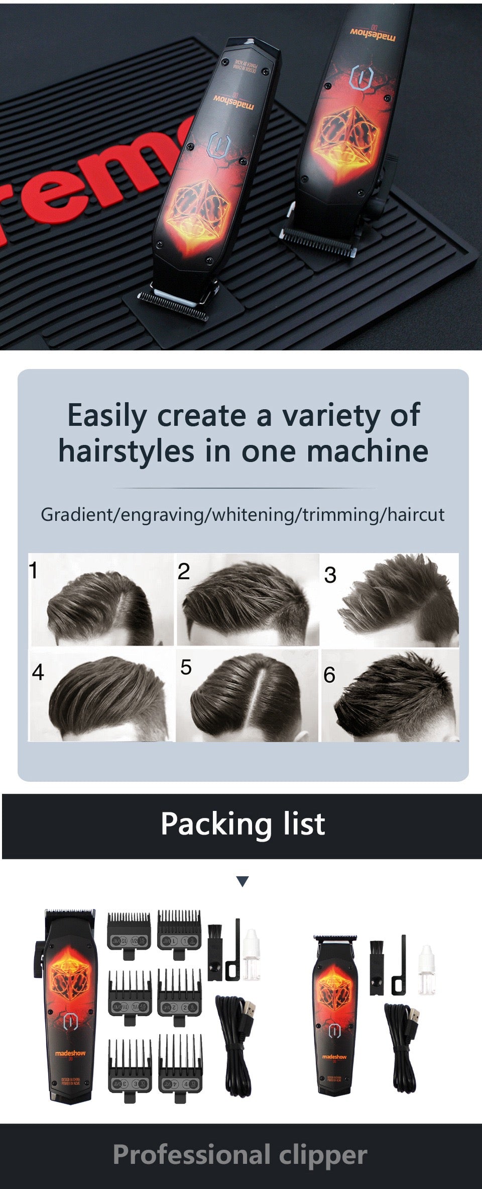 madeshow D0 set Professional Barbers Hair Trimmer Hair Clipper Set